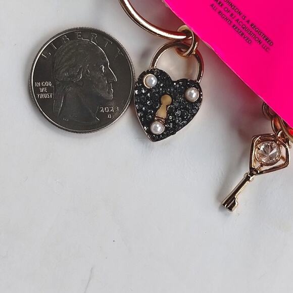 TORRID & Betsey Johnson Momento Mori Gold Hoop Heart Lock + Key Earrings - Picture 6 of 12